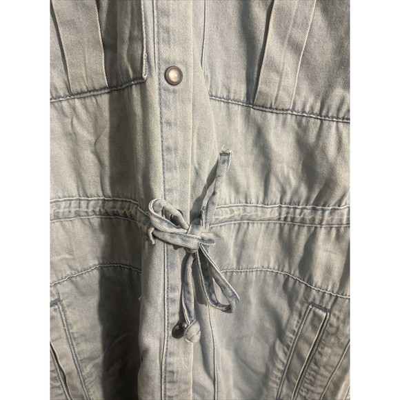 AllSaints Millie Women’s Denim Shirt Dress Sz Small Pearl Snap All Saint (Flaws) - Picture 2 of 11